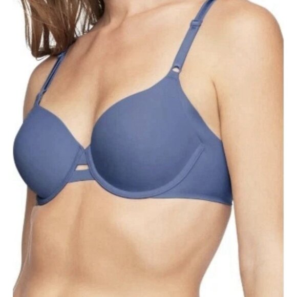 Warners Blissful Benefits Bra Size 38C Blue Underarm Smoothing Underwire NEW - Picture 2 of 8